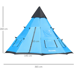 Outsunny 6 Men Tipi Tent - Blue, Black by Outsunny