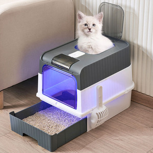Fully Enclosed UV Sterilization Cat Litter Box by Livingandhome