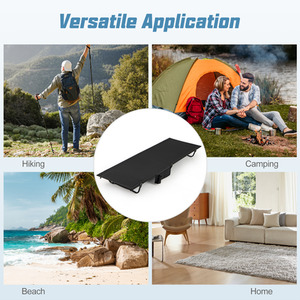 Portable Folding Camping Bed - Black by Costway