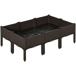 Outsunny 6 Piece Lightweight Raised Flower Bed - Brown by Outsunny
