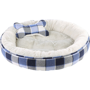 Blue Check Pet Bundle Bed with Toy and Blanket - Blue by Dreampaws