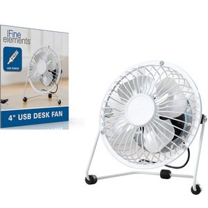4 Inch USB Desk Fan - White by Fine Elements