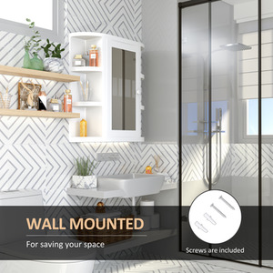 Wall Mount Mirror Cabinet Storage Bathroom Cupboard with Shelves - White by HOMCOM