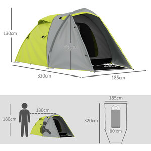 Outsunny 2-3 Man Camping Tent with Bedroom and Living Room - Yellow by Outsunny