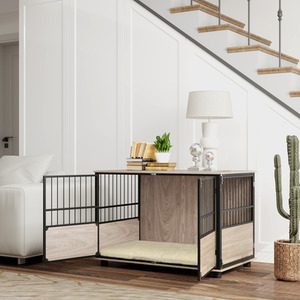 Dog Crate Furniture Dog Cage End Table Indoor with 3 Doors - Brown / 80cm by PawHut