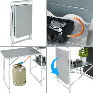 Large Camping Kitchen Station - Grey by tectake