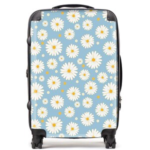 Summer Daisy Pattern Suitcase - Blue / 80l by Warren Reed - Designer