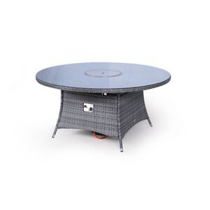 Savannah Fire Pit Round Rattan Patio Dining Set - Grey / 8 by Giardino
