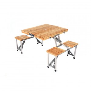 Portable Wooden Folding Outdoor Picnic Table and Bench Set 4 Seats by Oypla