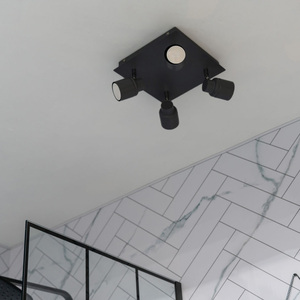 Benton 4 Way Square Plate Ceiling Spotlight Matt Black - Black by ValueLights