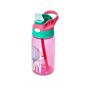 Kids Baby Water Bottle with Flip Top Lid Straw Nozzle and Handle - Peach Light Pink by 3E CHOICE - Everybody Everyday Everywhere