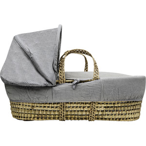 Grey Waffle Palm Moses Basket - Grey by Kinder Valley