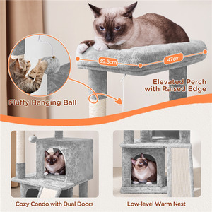 Yaheetech 91cm Cat Tree with Double Condos - Light Grey by Yaheetech