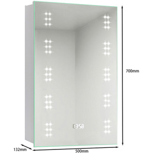 Wall Mounted LED Mirror Cabinet with Demister Pad and Shaver Socket - Chrome by Livingandhome