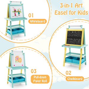 Children's Double-Sided Art Easel with Paper Roll by Costway