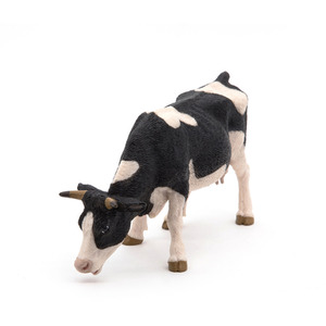PAPO Farmyard Friends Black White Grazing Cow Toy Figure - Black by PAPO