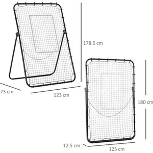 HOMCOM Foldable Football Rebounder Net Adjustable Angles - Black by HOMCOM