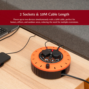 Innoteck 2 Socket Cable Reel - 10m - Orange by Innoteck