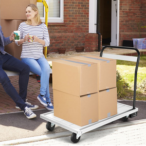 Folding Alloy Platform Cart - White by Costway