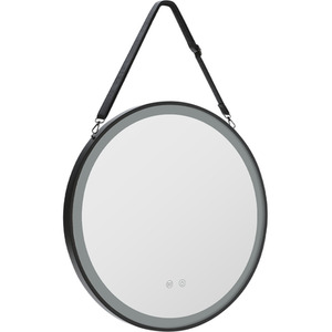 Hanging LED Bathroom Wall Mirror with Strap - Black / 60cm by Livingandhome