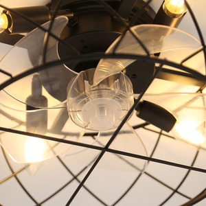 Ceiling Fan Light with Black Cage Design - Black by Livingandhome