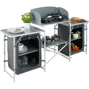 Large Camping Kitchen Station - Grey by tectake