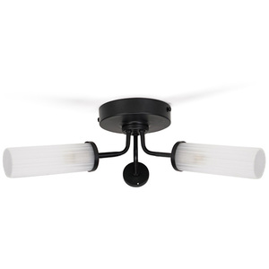 Canya 3 Way Black Ceiling Light With Reeded Glass - Black by ValueLights