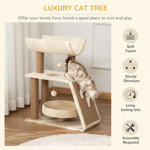 PawHut Cat Tree Tower with Scratching Posts, Pad, Bed, Perch, Toy Ball by PawHut