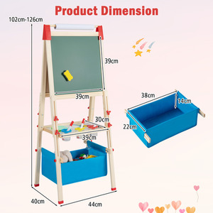 3-in-1 Kids Art Easel Double-sided Easel - Natural by Costway
