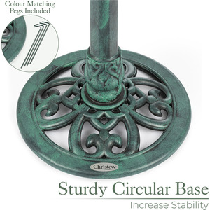 Leaf Shaped Pedestal Bird Bath - Green by Christow