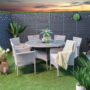 Madrid 7 Piece Dining Set - Grey by Malay