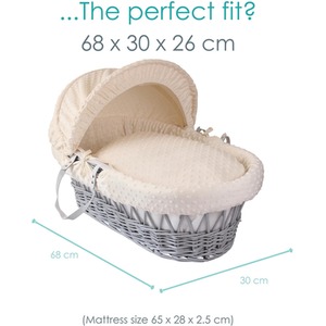 Dimple Grey Wicker Moses Basket - Cream by Clair de Lune