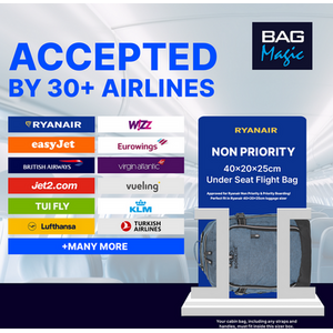 RyanAir Approved Cabin Holdall on Wheels - 20L, 40x25x20cm by Bordlite