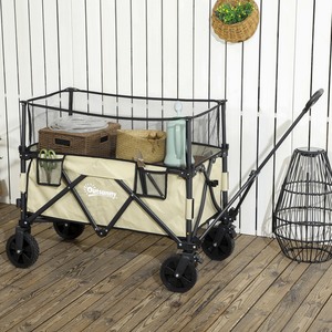 Outsunny 180L Folding Trolley on Wheels with Extendable Side Walls by Outsunny