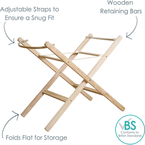 Wooden Folding Moses Basket Stand - Natural by Clair de Lune