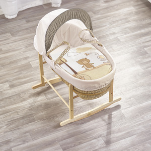 Tiny Ted Cream Moses Basket - White by Kinder Valley