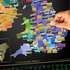 British Isles Horse Racing Map - Black by Horse Racing scratch off map