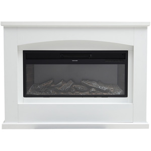 Recessed Electric Fireplace with LED Lighting and MDF Surround - White / 220V by Livingandhome