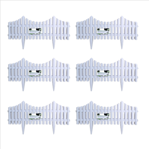 4 Piece Set Wood Effect Picket Fence Garden Edging - White / 6 by Samuel Alexander