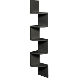 Livingandhome 5-Tier Wooden Zigzag Floating Corner Shelf - Black by Livingandhome