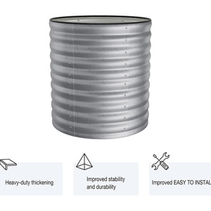 80CM Round Galvanized Steel Raised Garden Flower Bed - Sliver by Livingandhome