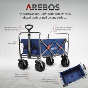 Hand Cart - Foldable - Equipment Cart - Blue by AREBOS