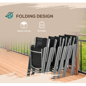 Outsunny 7 Piece Garden Dining Set, Table and 6 Folding Chair - Black by Outsunny