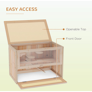 Wooden Small Animal Hutch - Natural by Pawhut