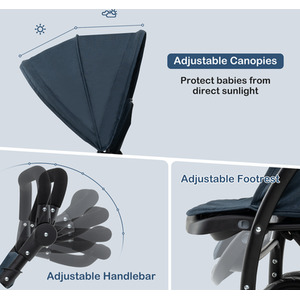 Portable Double Seat Baby Stroller - Blue by Costway