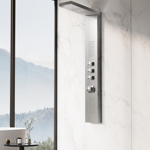 Exposed Thermostatic Shower Tower Panel - Silver by Livingandhome