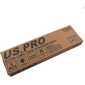 US PRO 6PC Extra Long Star Torx Screwdriver Set 250mm T10 to T30 1591 - Black and Blue by US PRO
