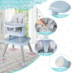 Multifunctional Baby High Chair - Blue by Costway