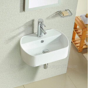 BELOFAY Ceramic Cloakroom Wash Basin Sink Modern Design Wall-Mounted Basin - White / 37cm by BELOFAY
