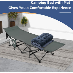 Outdoor Camping Cot Pads Velvet Sleeping Mattress - Navy by Costway